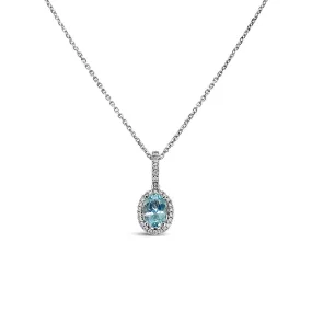 Irisa by Martin Binder Oval Aquamarine & Diamond Halo Necklace