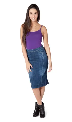 Knee Length Denim Womens Pencil Skirt - Size 8 only