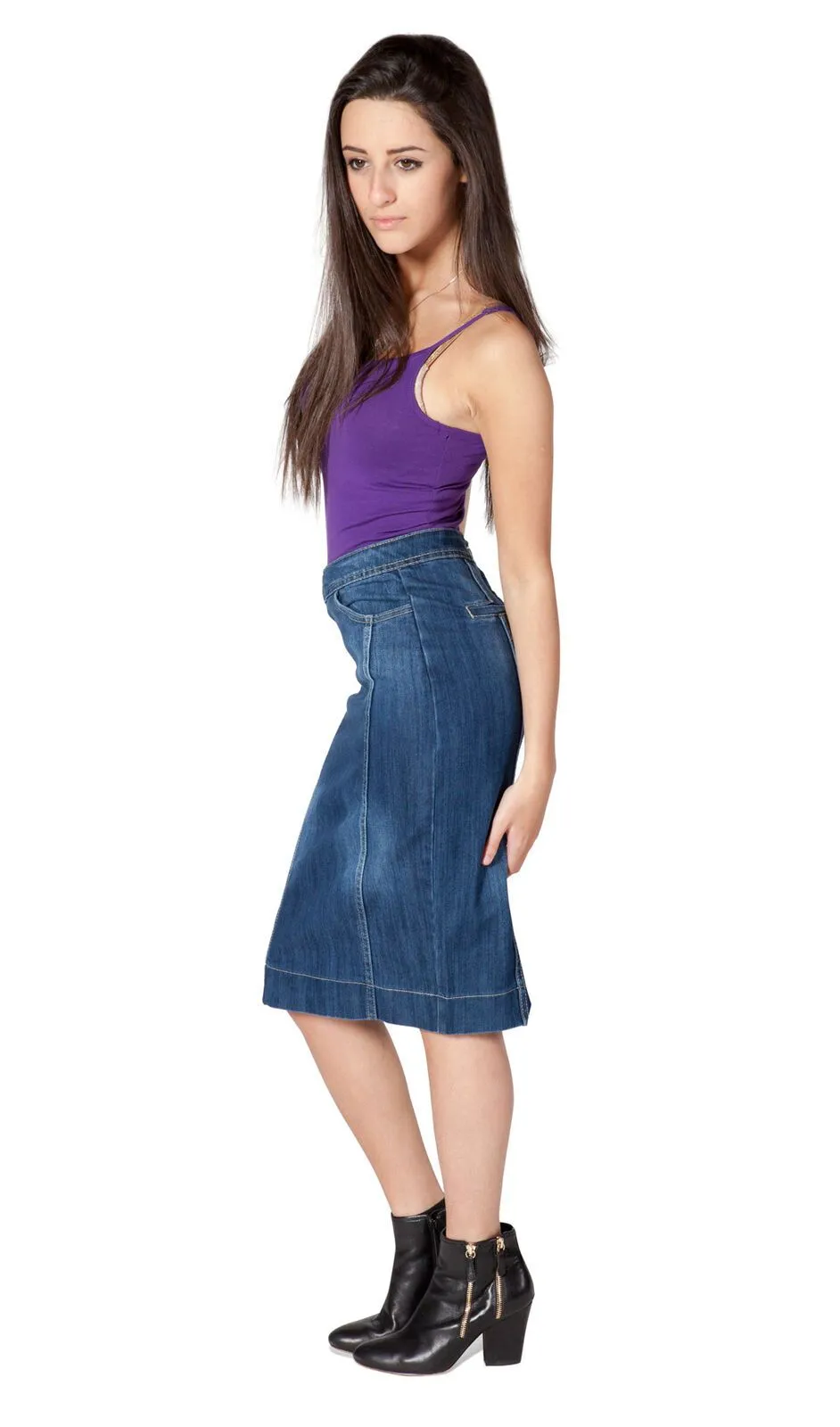 Knee Length Denim Womens Pencil Skirt - Size 8 only