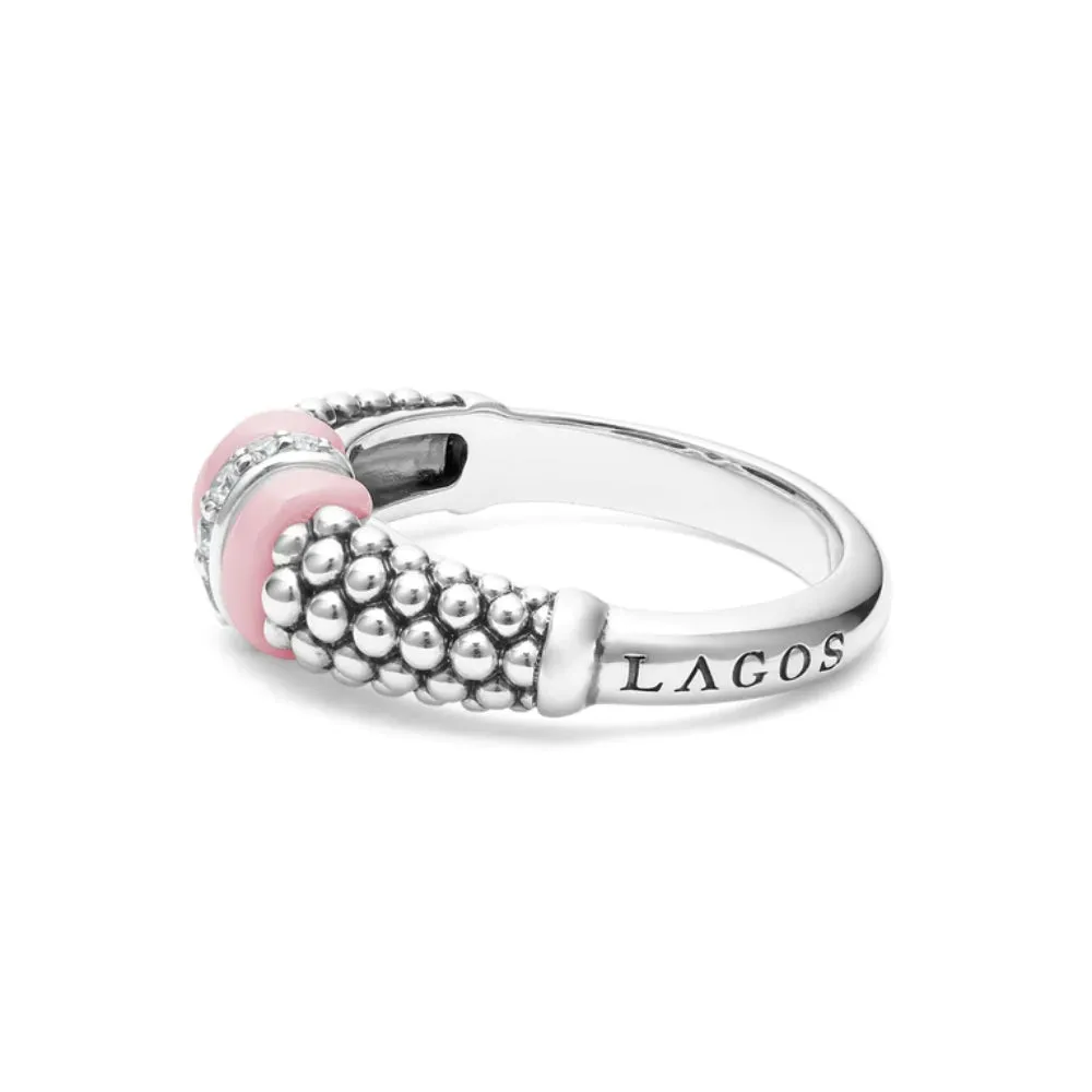 Lagos Pink Caviar Ceramic Caviar Diamond Ring