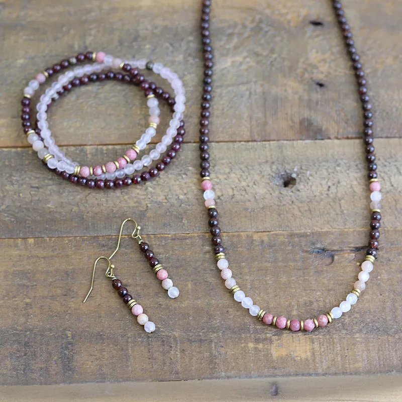 Love and Self-Love Garnet and Rose Quartz Jewelry Bundle