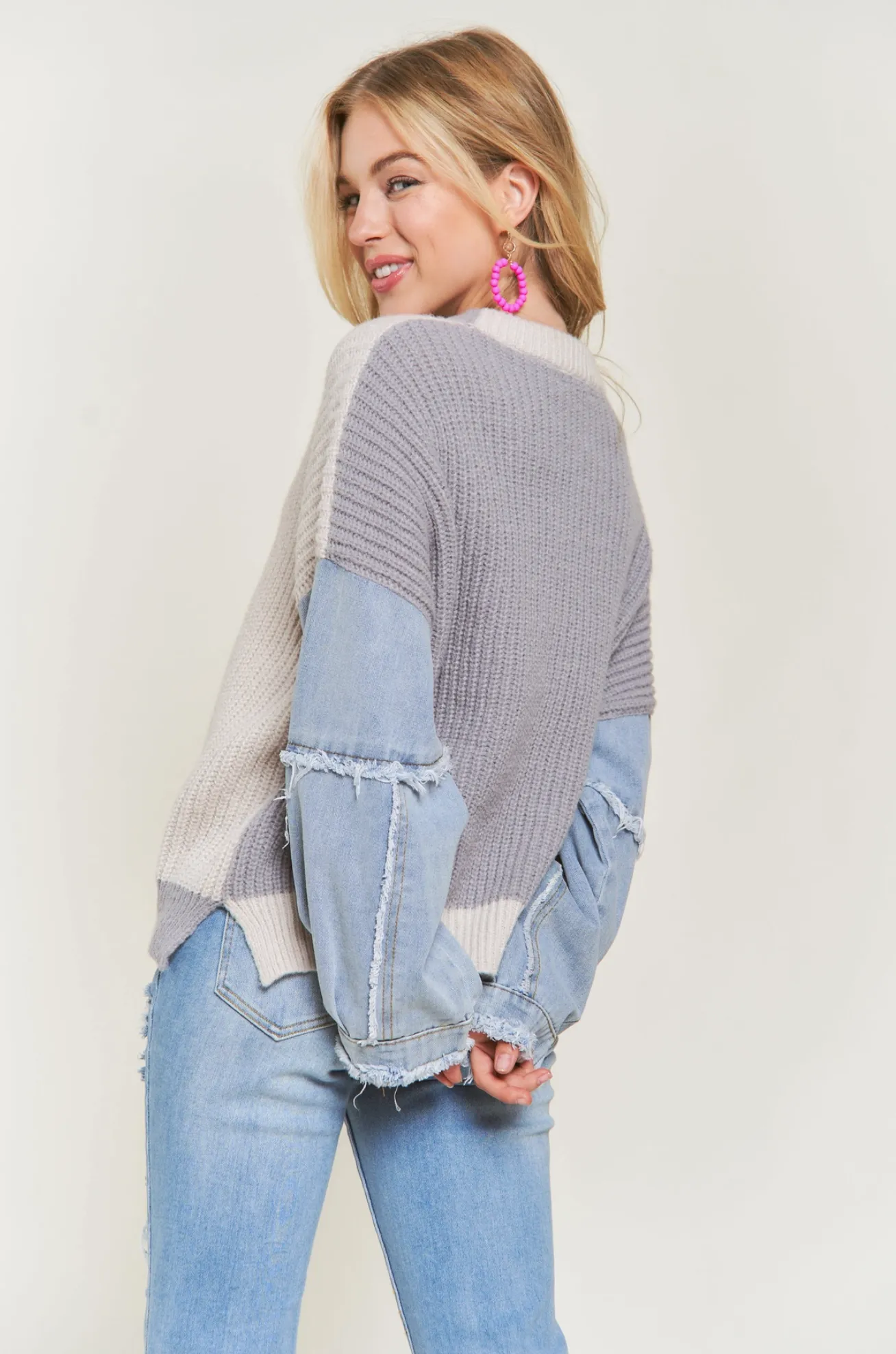 Lulu Denim Sleeve Sweater Top (3 colors)