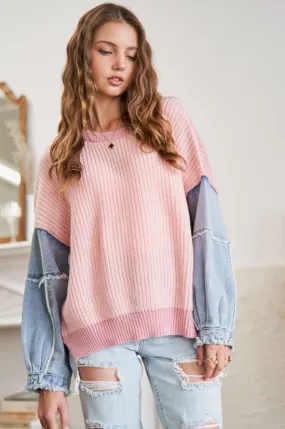 Lulu Denim Sleeve Sweater Top (3 colors)