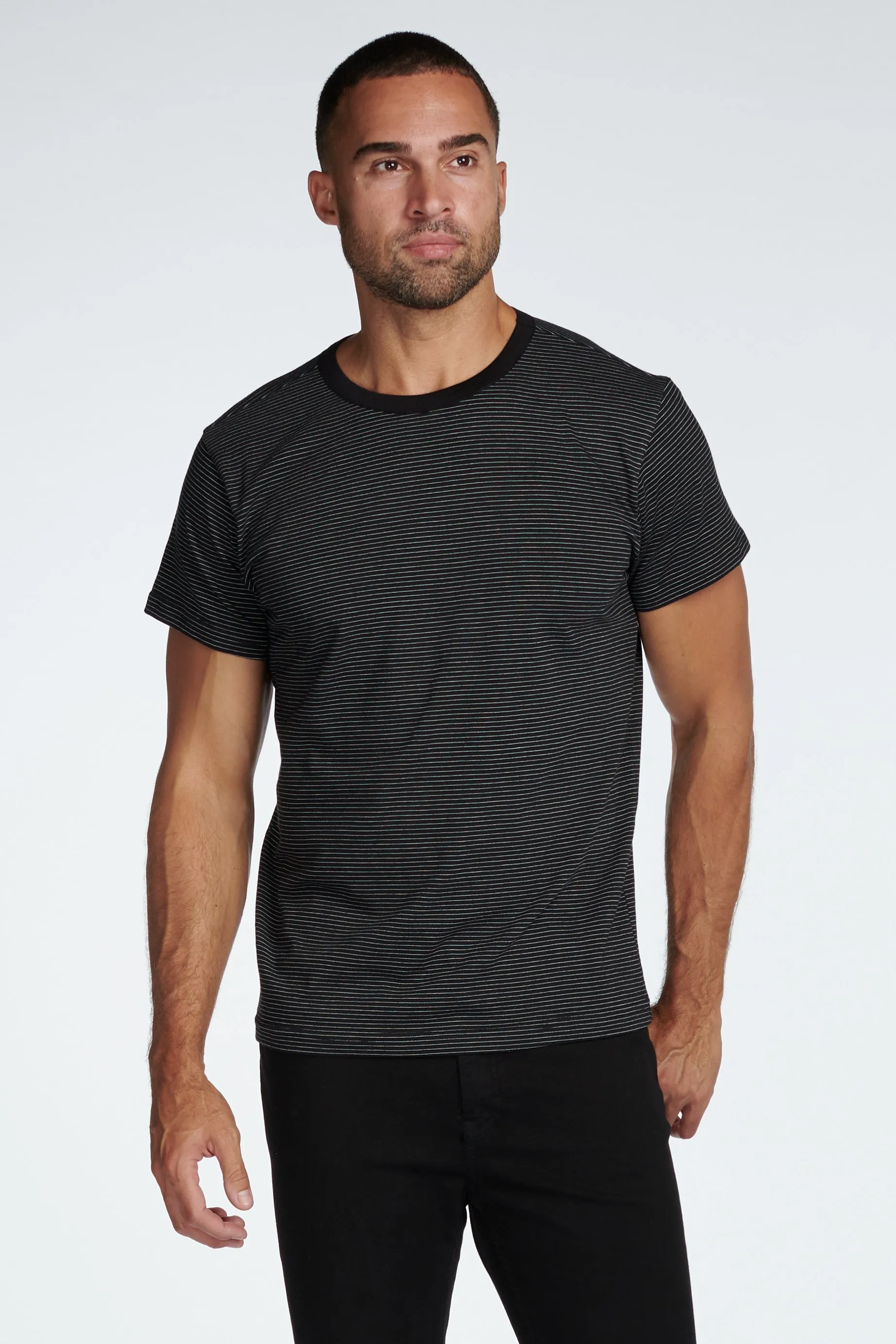 Men's Relaxed Contrast Crew Neck Stripe Tee