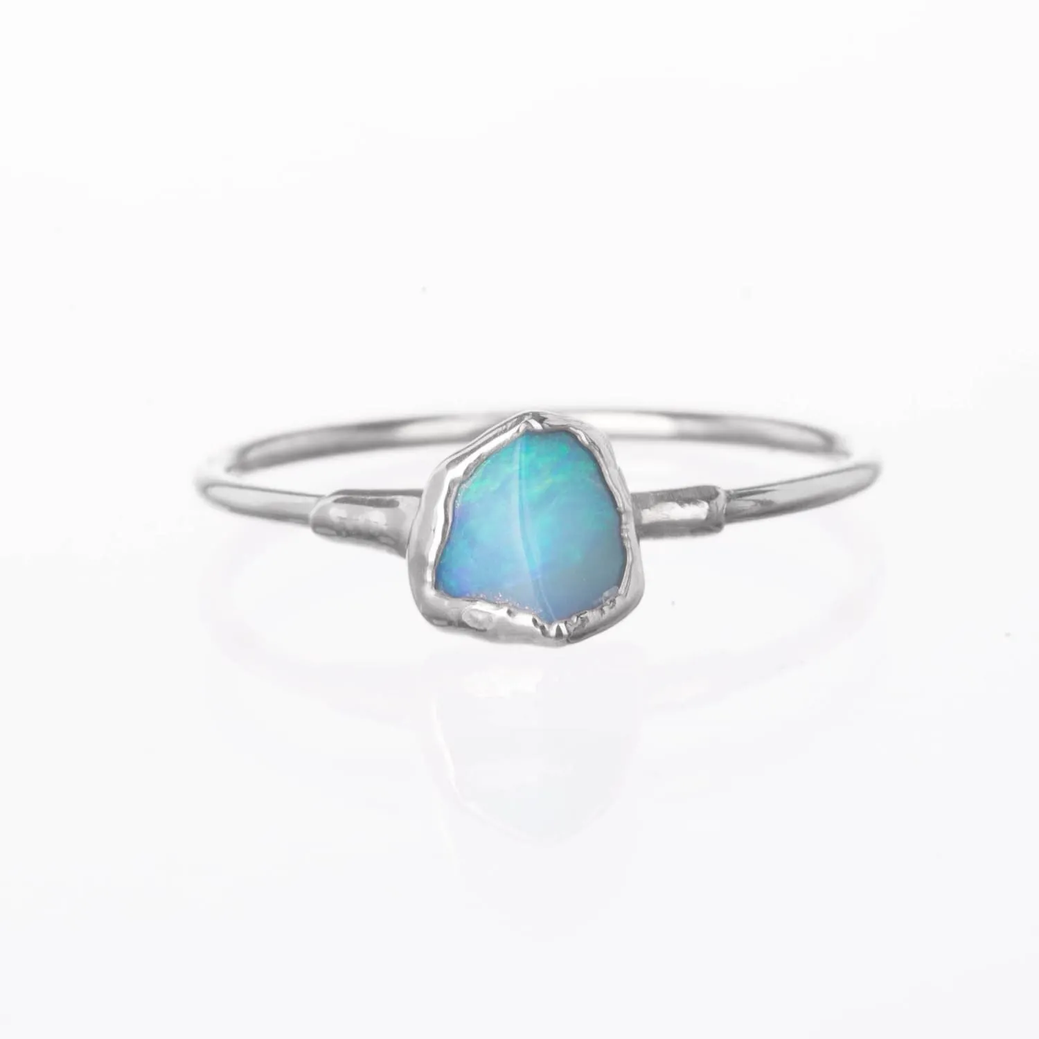 Mini Raw Australian Opal Ring in Sterling Silver