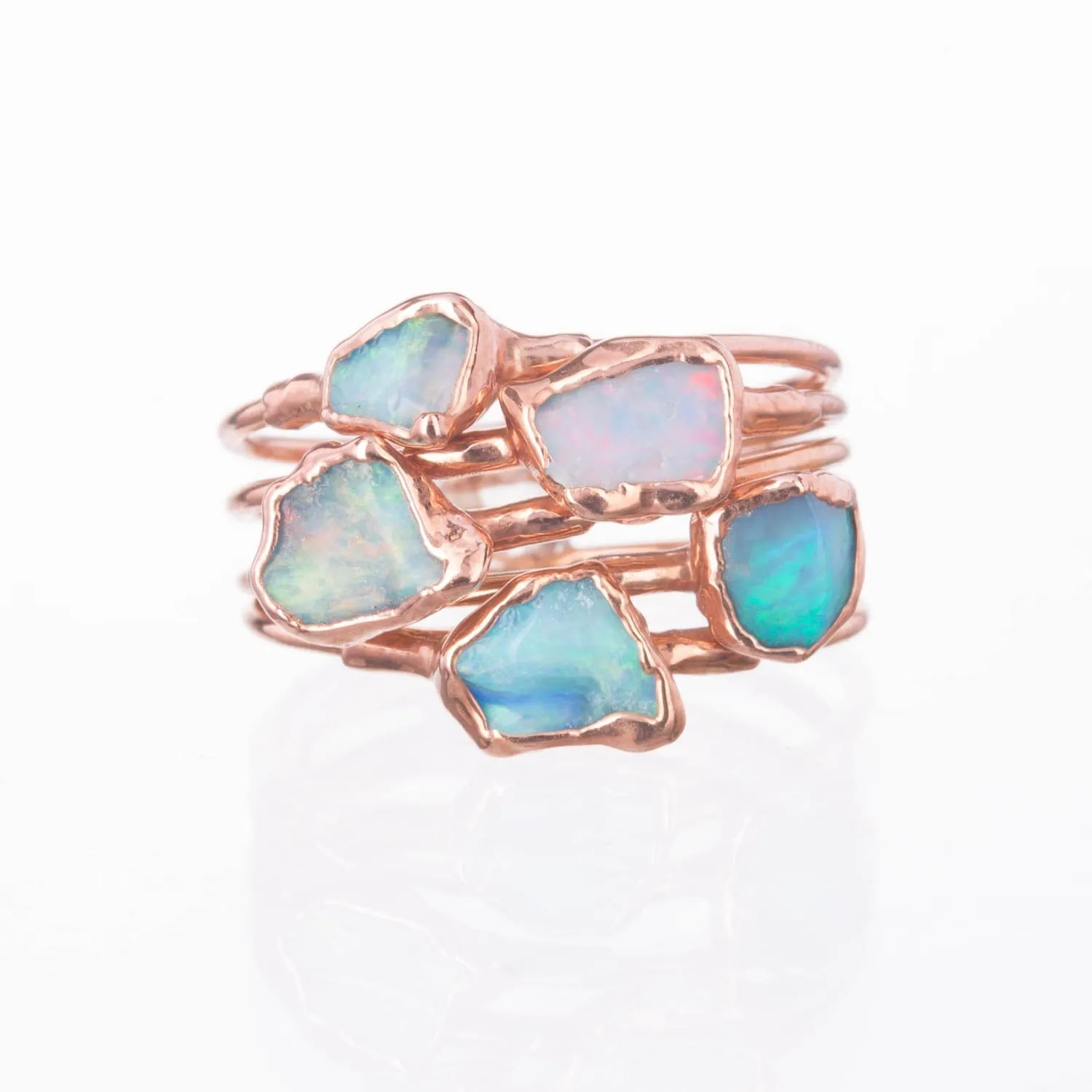 Mini Raw Australian Opal Ring in Sterling Silver