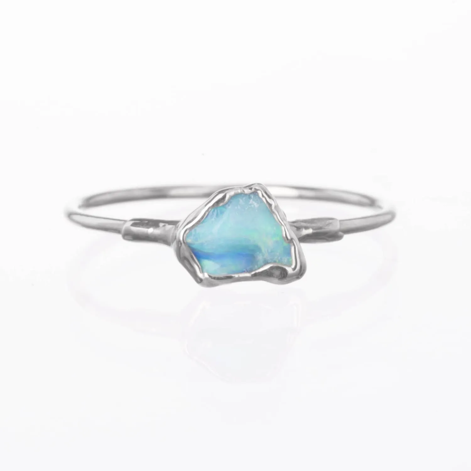 Mini Raw Australian Opal Ring in Sterling Silver