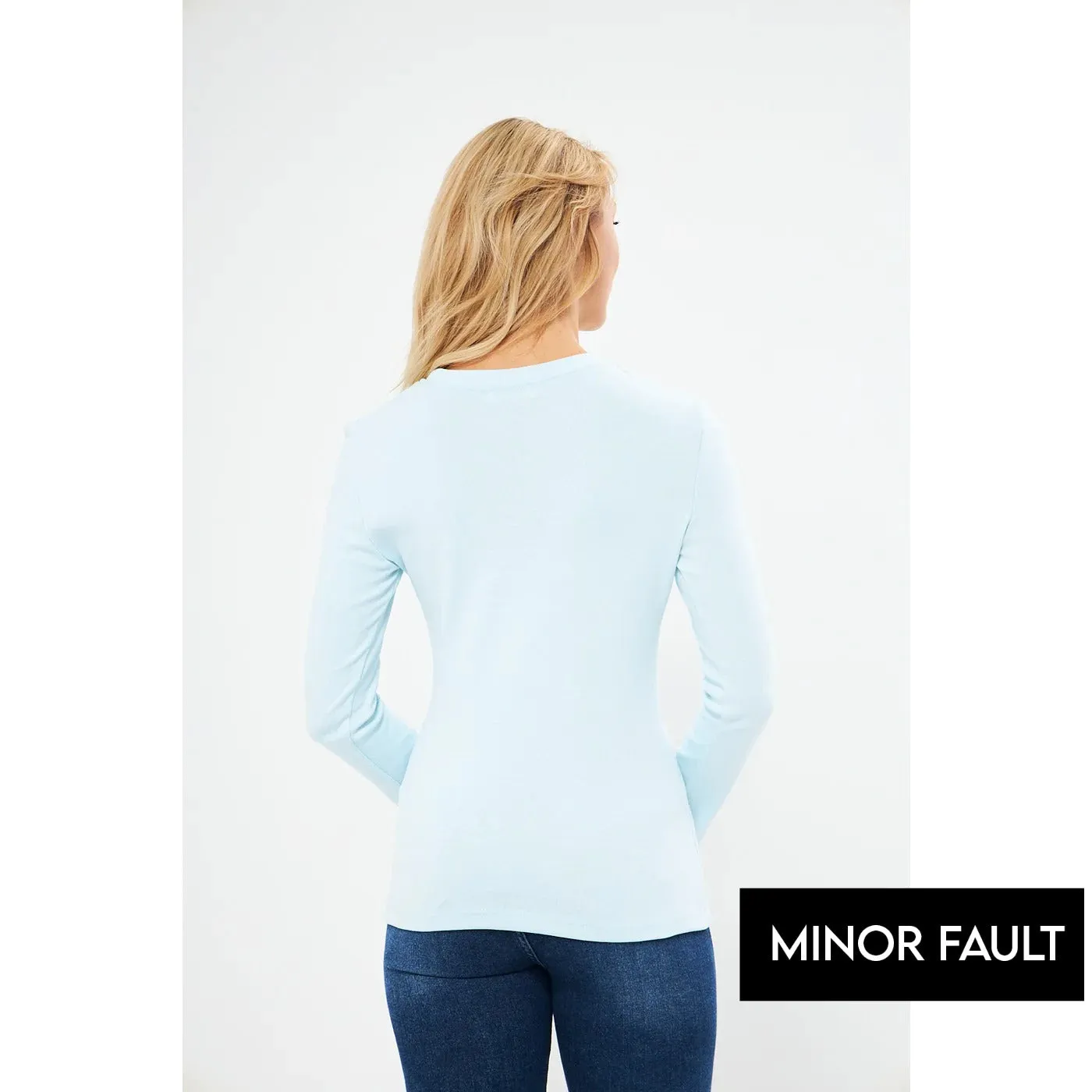 (Minor Fault) Light Blue Keyhole Rib Top