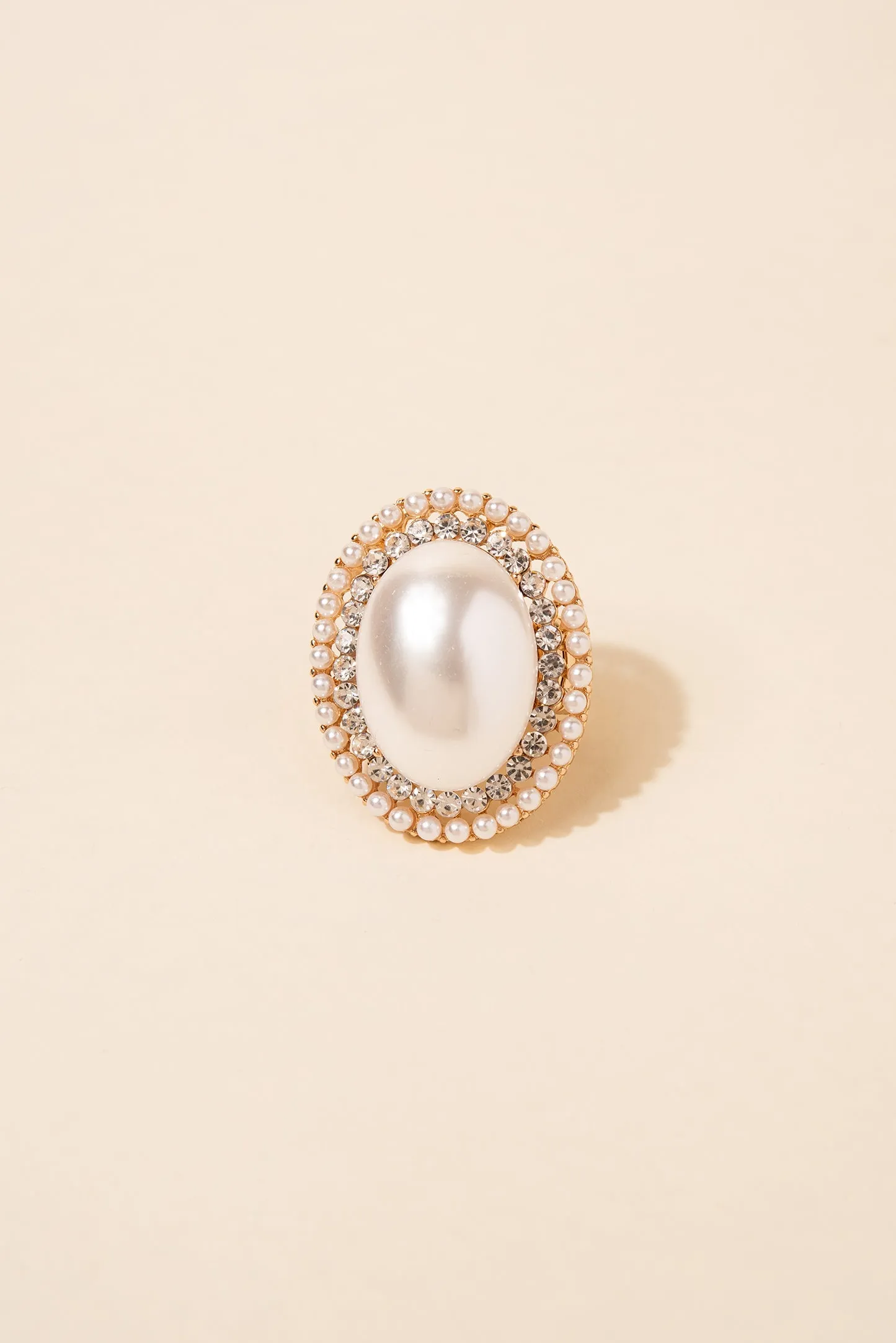 Miriam Oval Stone & Double Halo Stretch Ring