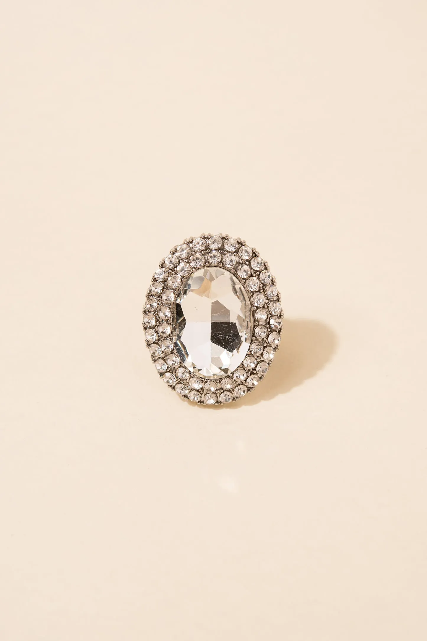 Miriam Oval Stone & Double Halo Stretch Ring