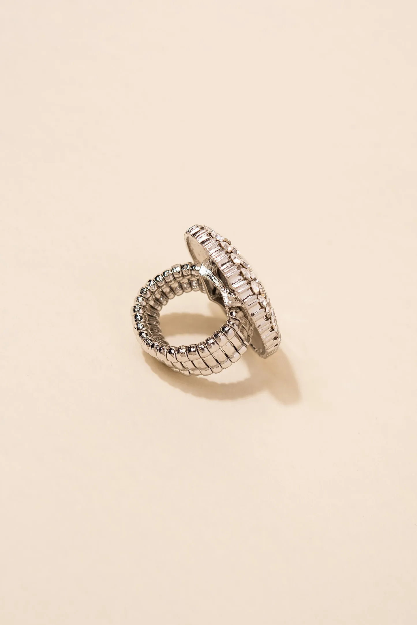 Miriam Oval Stone & Double Halo Stretch Ring