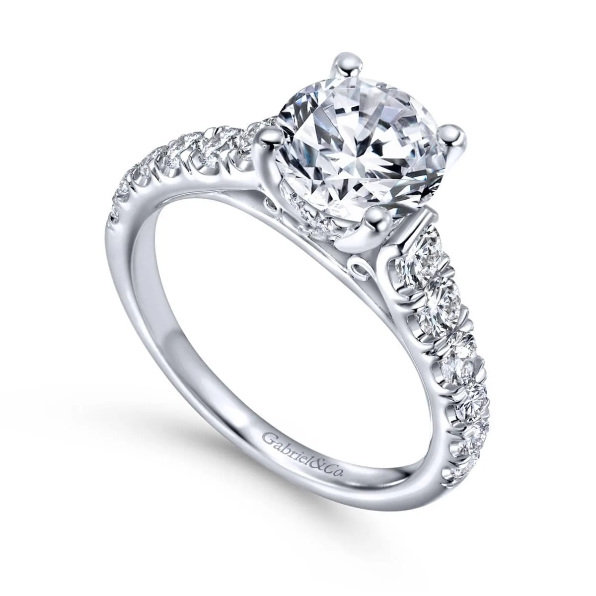 Mounting Only, 14K White Gold Diamond Engagement Ring