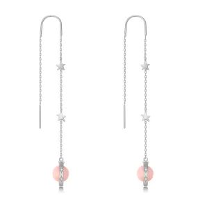 Pink Opal Silver Drop Earrings - Anahata