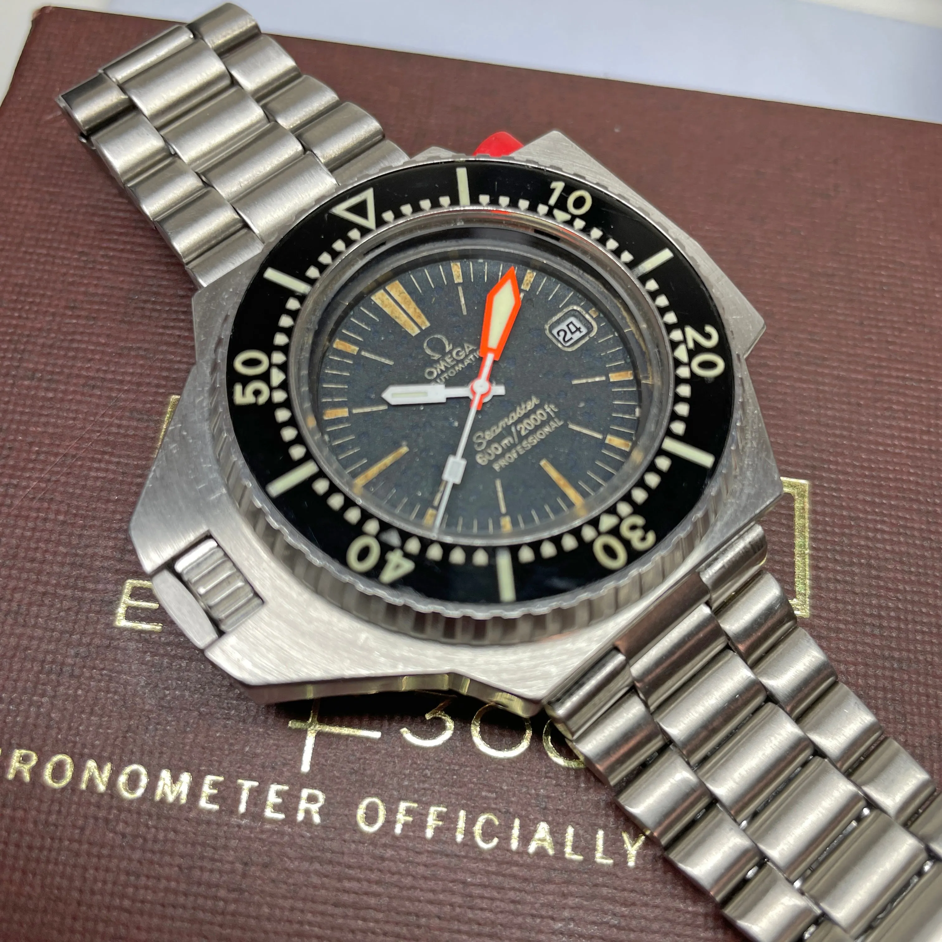 Pre-Owned Vintage 1981 Omega Ploprof 600M Seamaster Chronometer Dive Watch Black Steel 166.0077