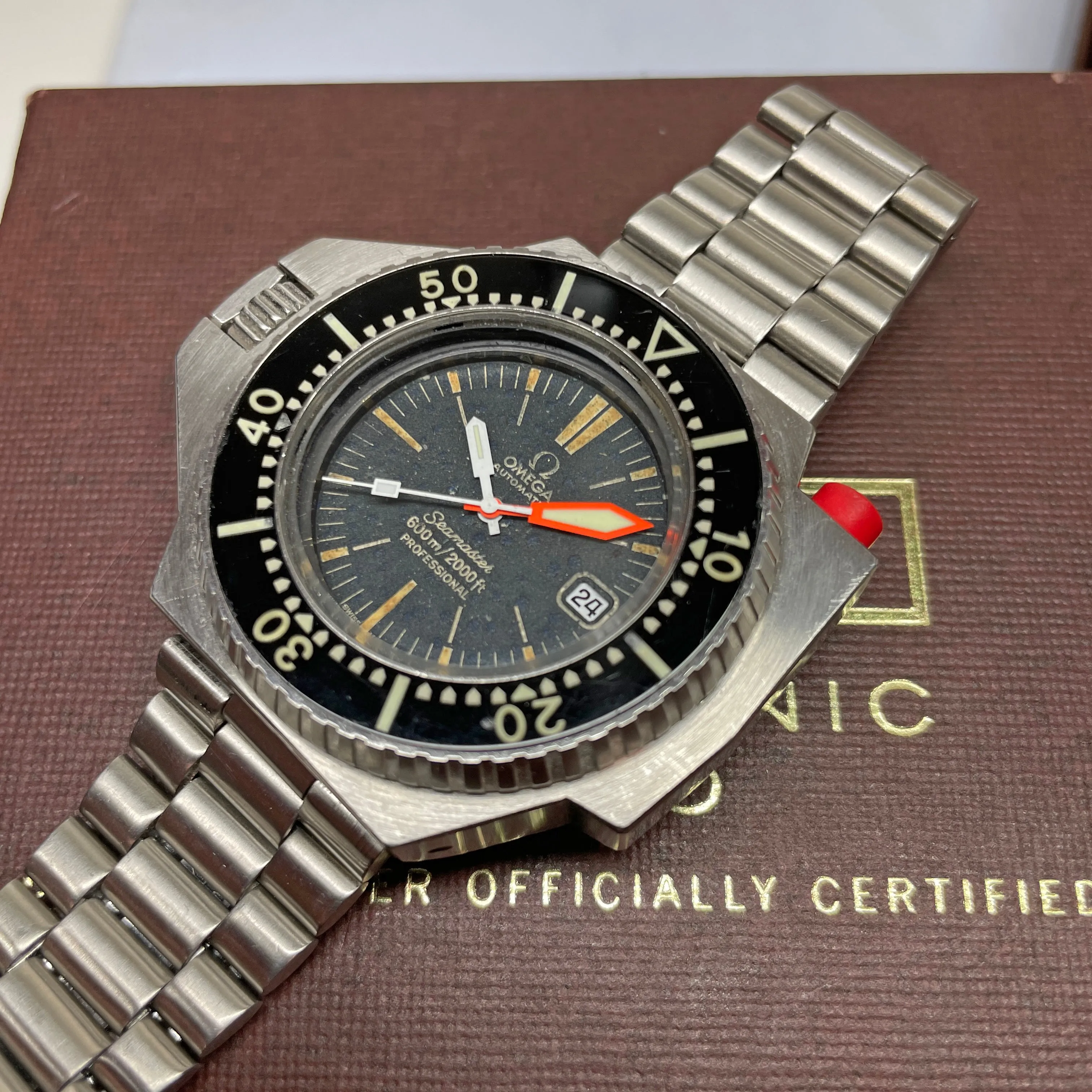 Pre-Owned Vintage 1981 Omega Ploprof 600M Seamaster Chronometer Dive Watch Black Steel 166.0077