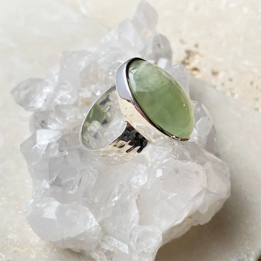 Prehnite Large Oval Ring- Gaia