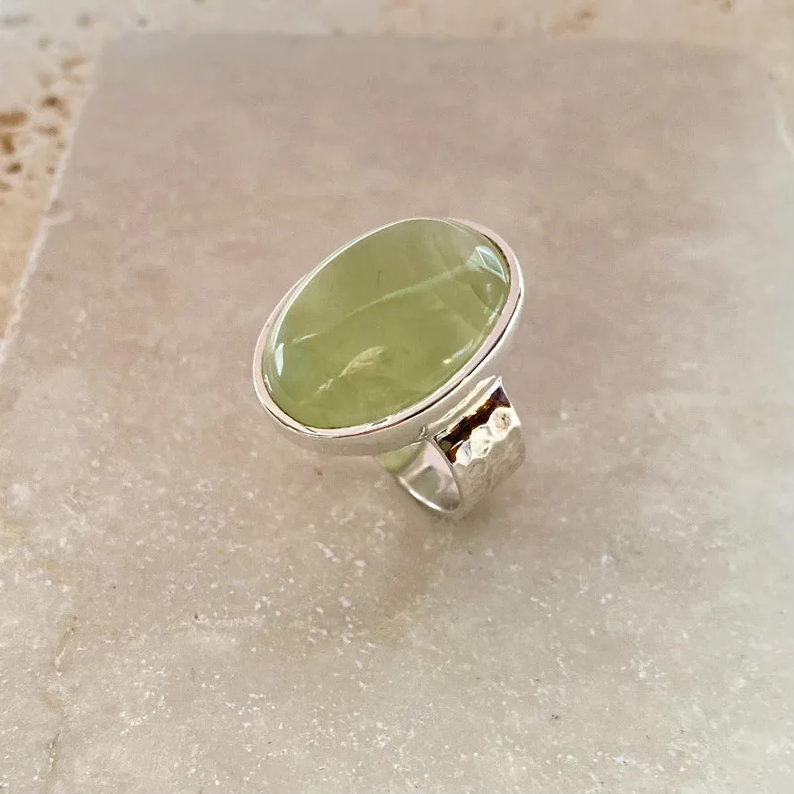 Prehnite Large Oval Ring- Gaia