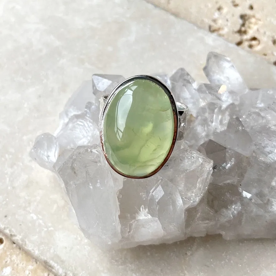 Prehnite Large Oval Ring- Gaia