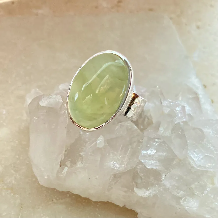 Prehnite Large Oval Ring- Gaia