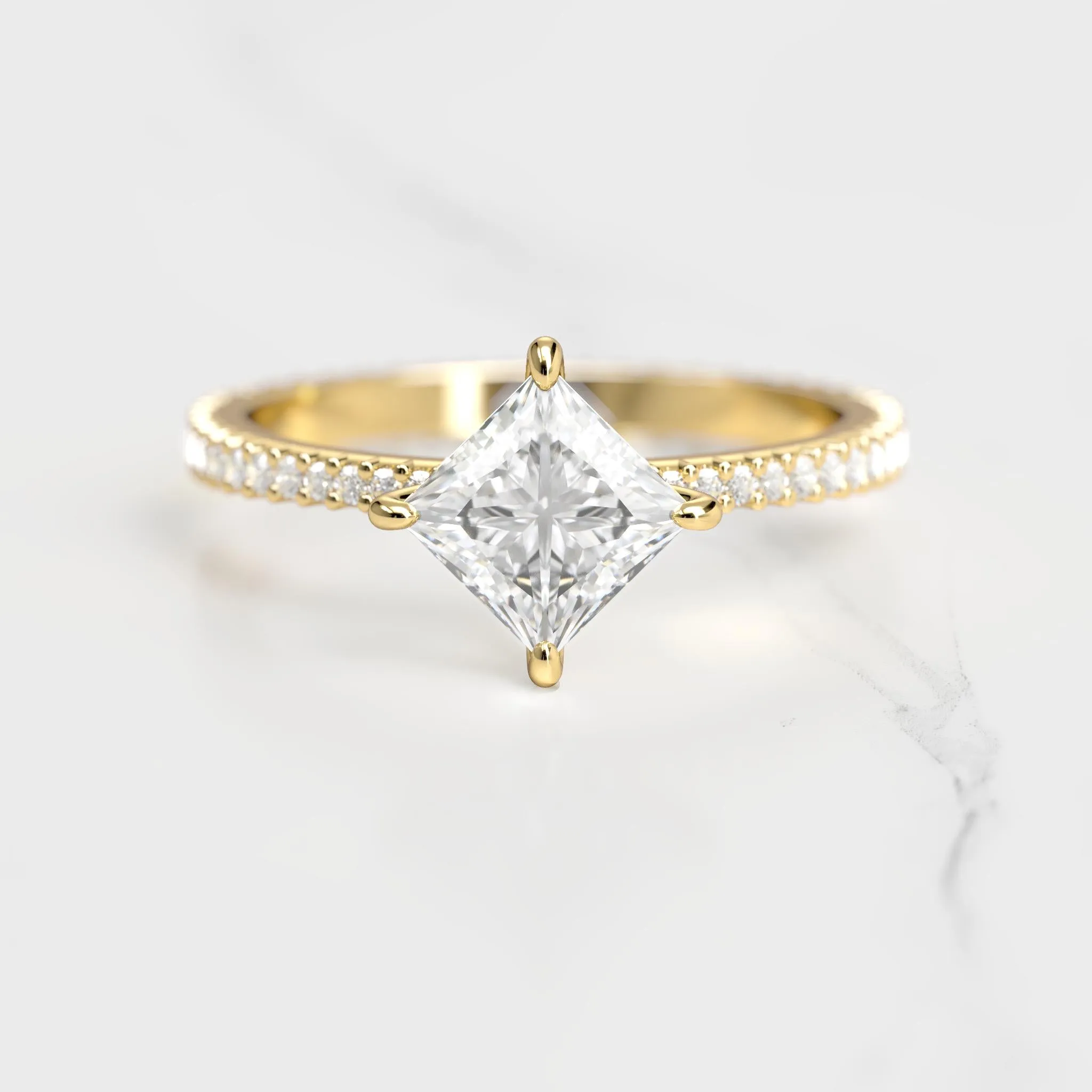 Princess Full Pave Tapered Diamond Ring