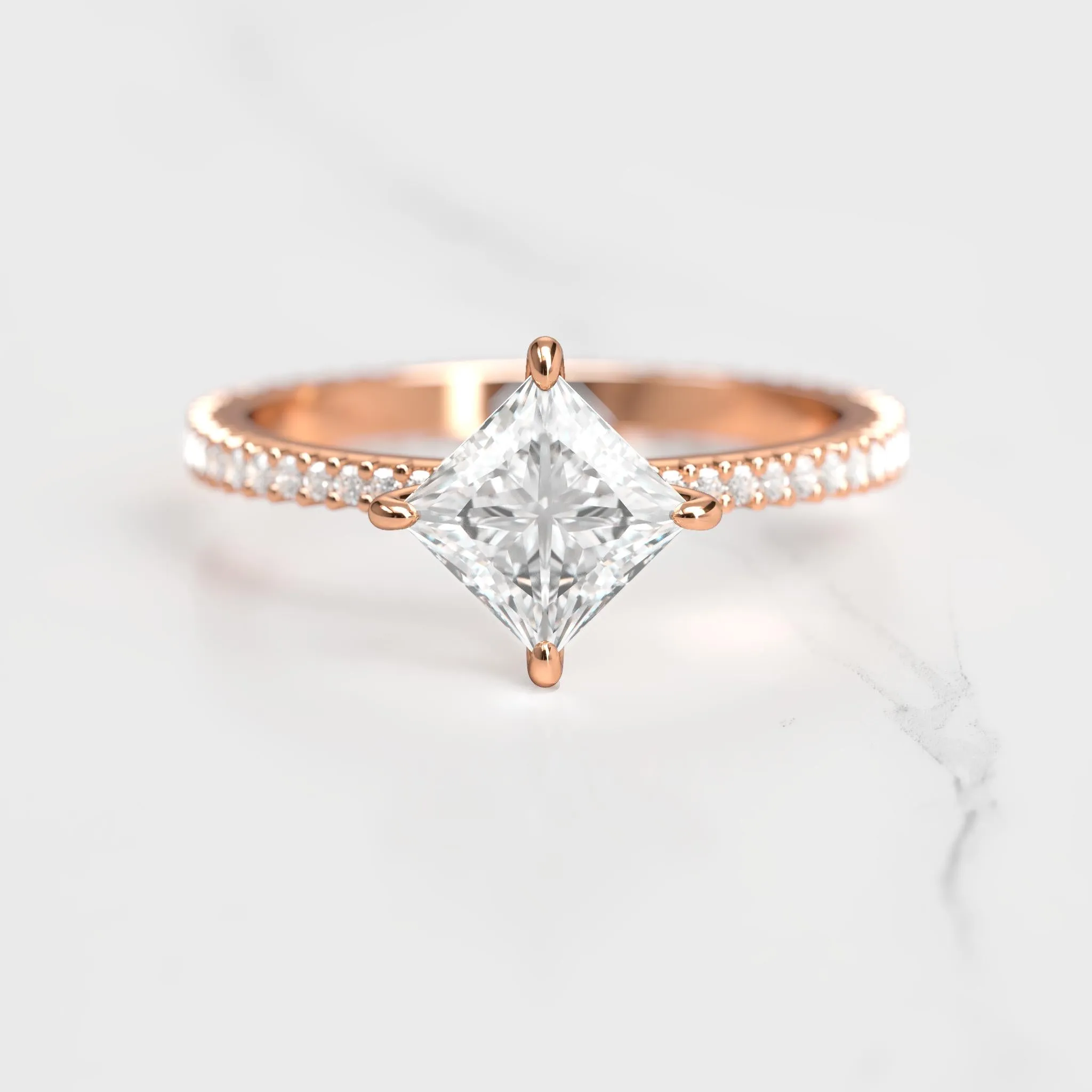 Princess Full Pave Tapered Diamond Ring