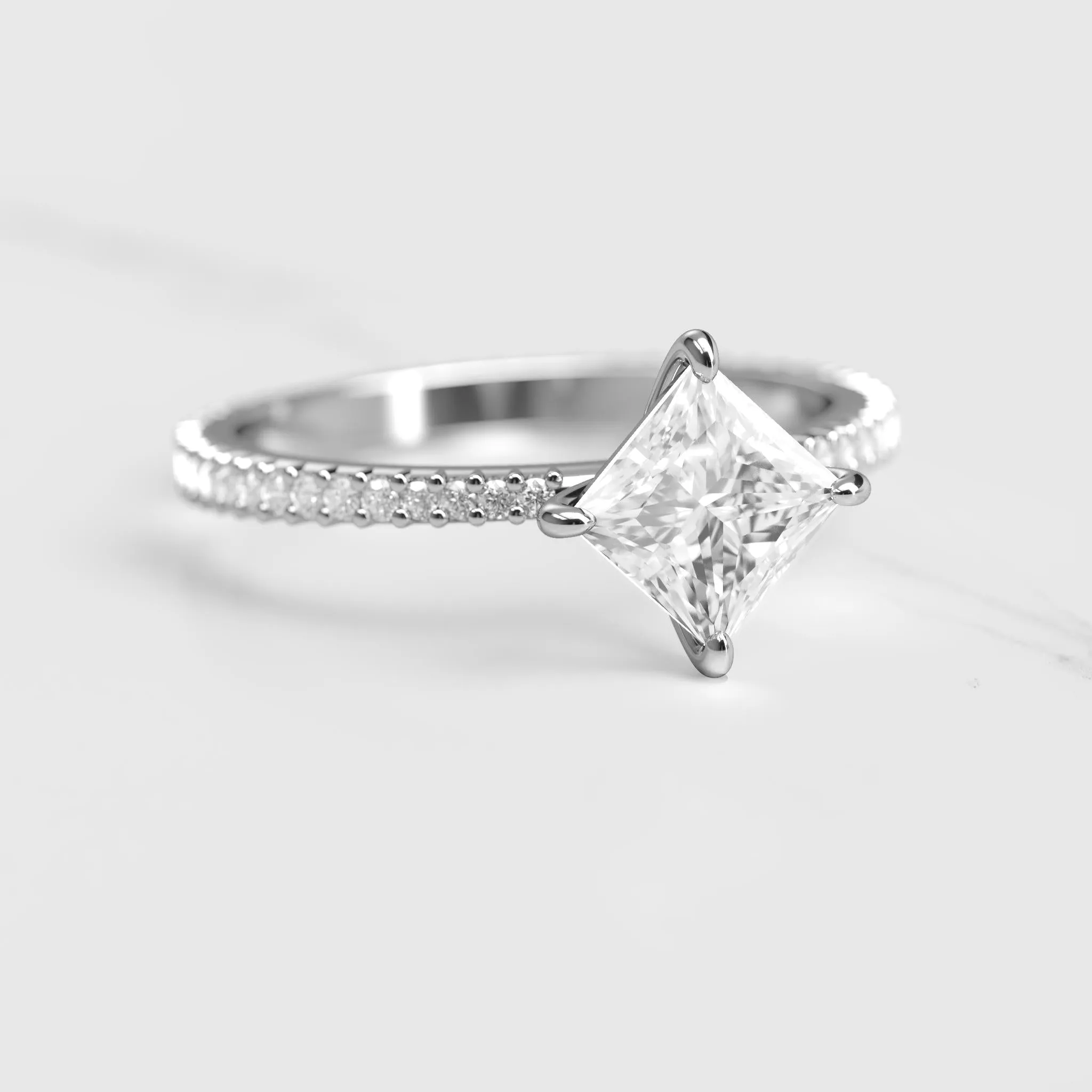 Princess Full Pave Tapered Diamond Ring