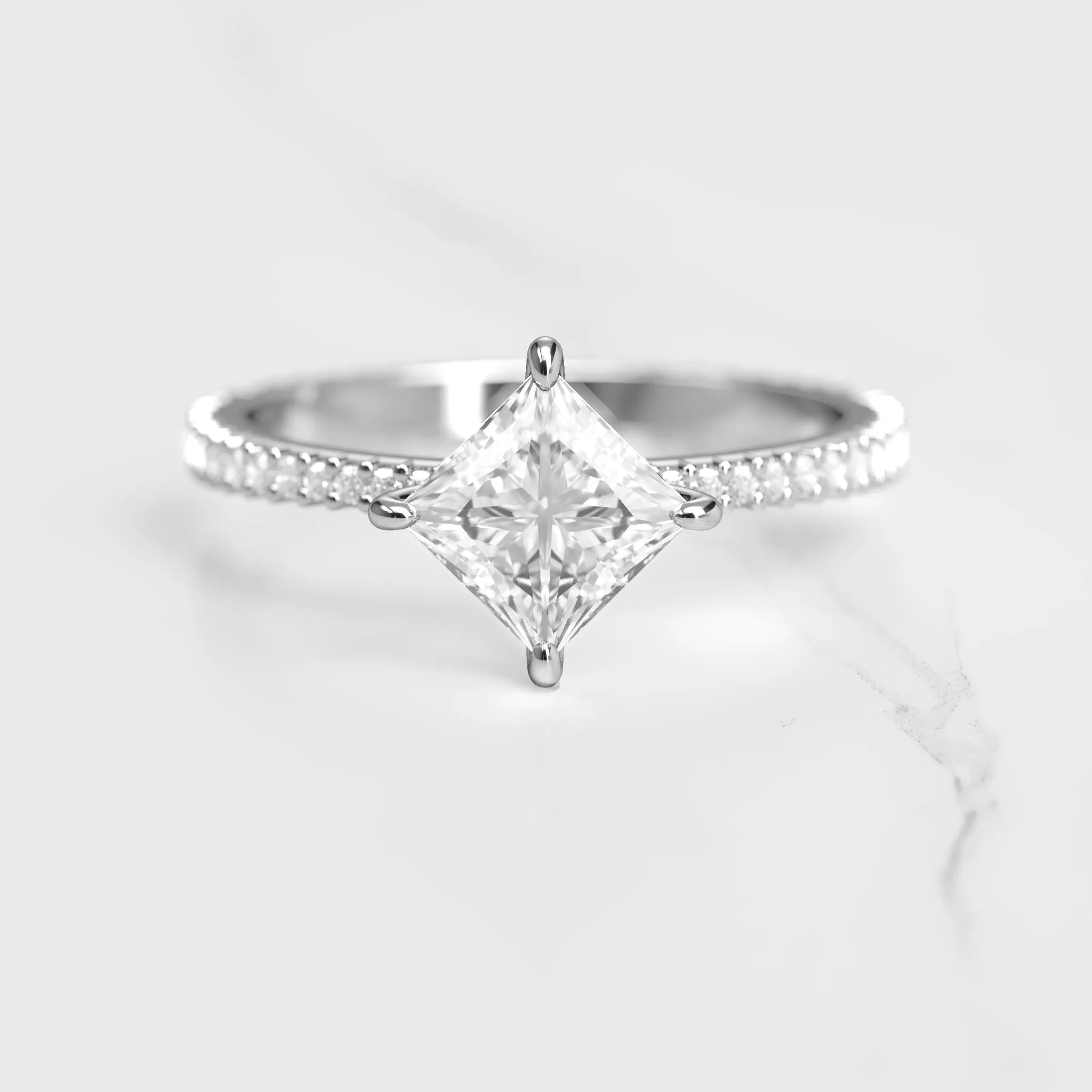 Princess Full Pave Tapered Diamond Ring