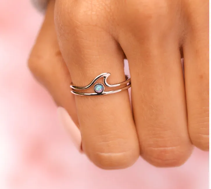 Puravida Opal Silver Wave Ring