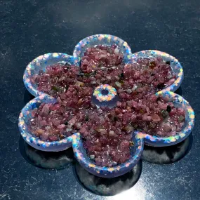 Resin Poured Pink Tourmaline Encrusted incense burner