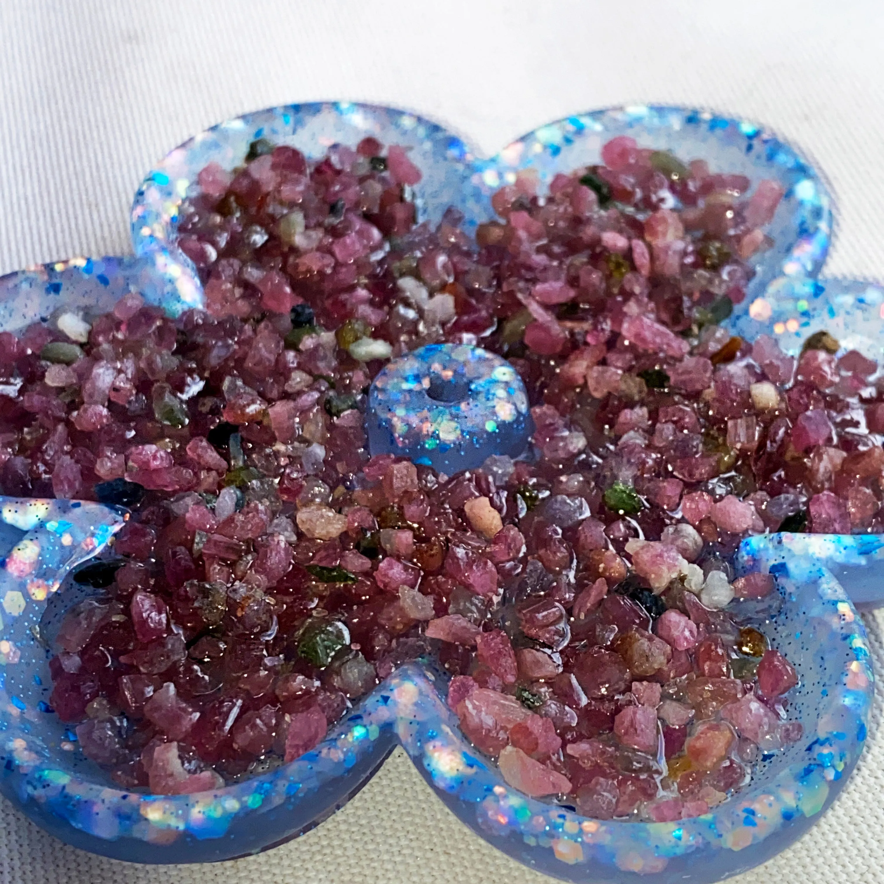 Resin Poured Pink Tourmaline Encrusted incense burner