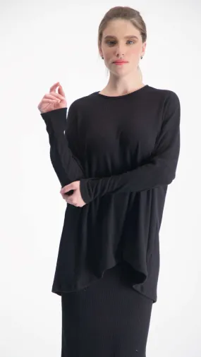 Ribbed Hi-Lo T-shirt / Black