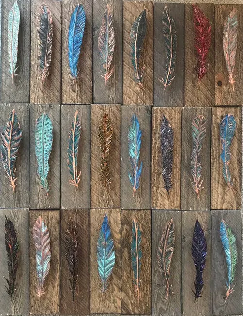 Rich Oxidation Copper Feather - Blue