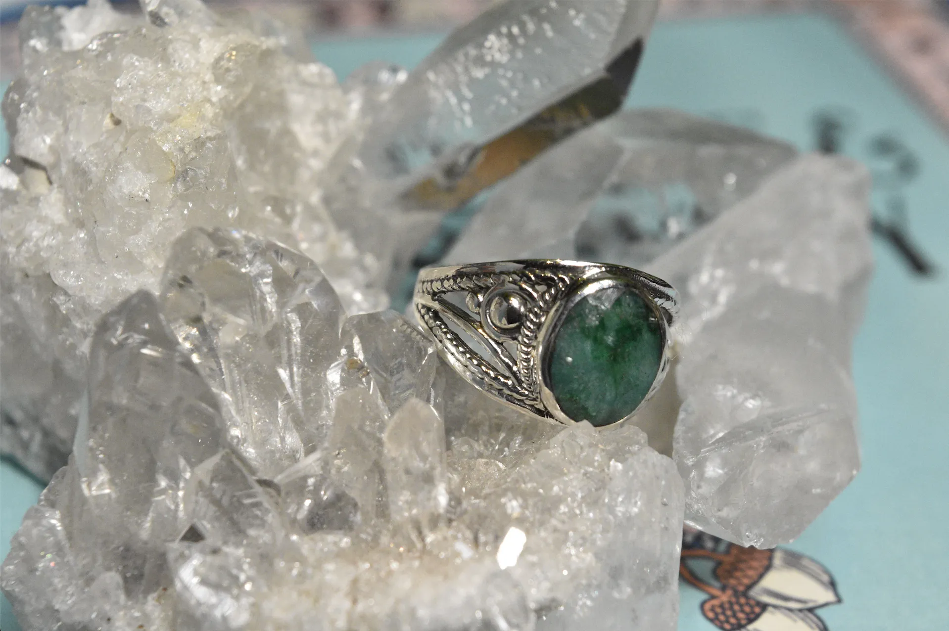 Semi-precious Emerald Calissia Ring (US 5)