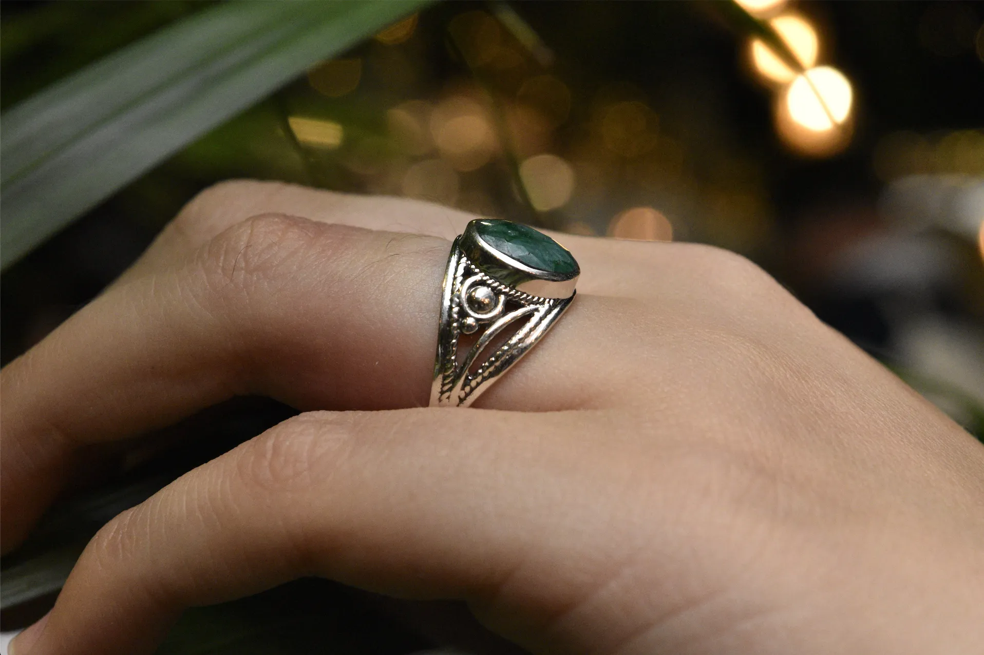 Semi-precious Emerald Calissia Ring (US 5)