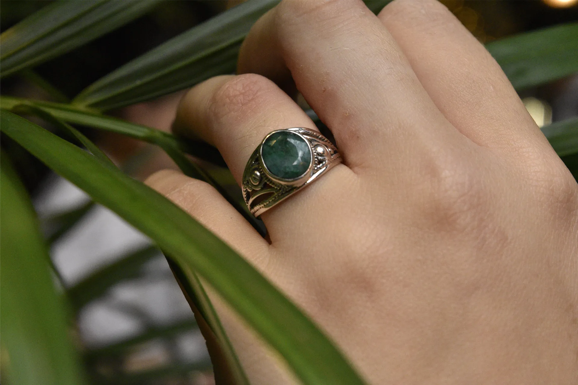 Semi-precious Emerald Calissia Ring (US 5)