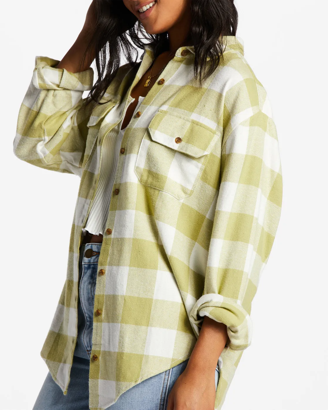 So Stoked Long Sleeve Flannel Shirt - Willow