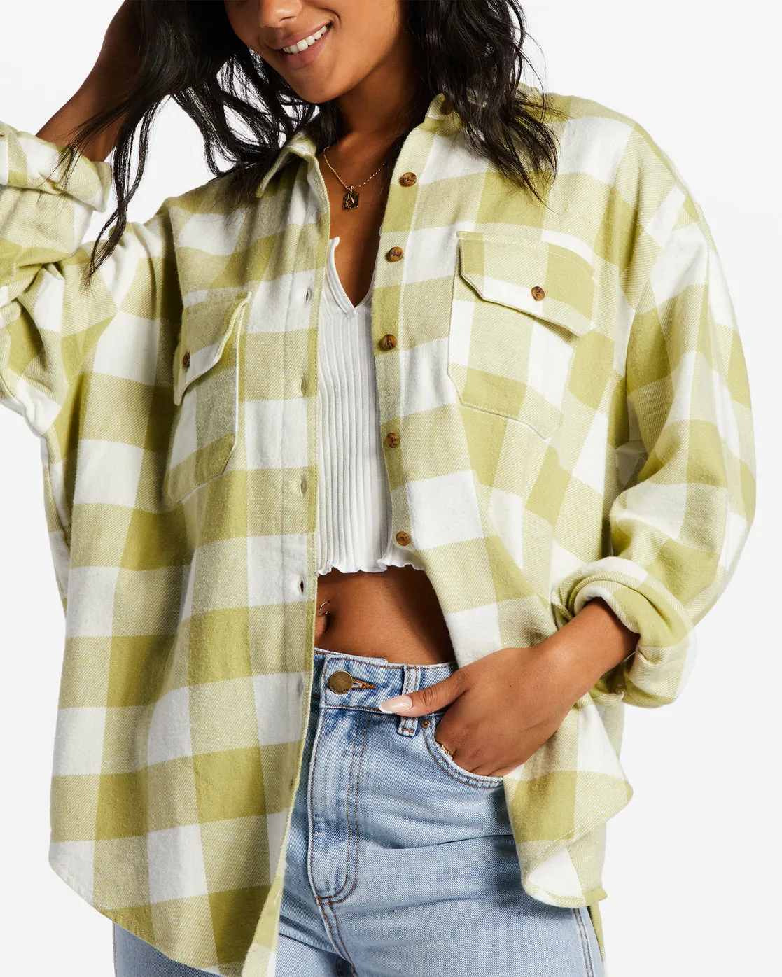 So Stoked Long Sleeve Flannel Shirt - Willow