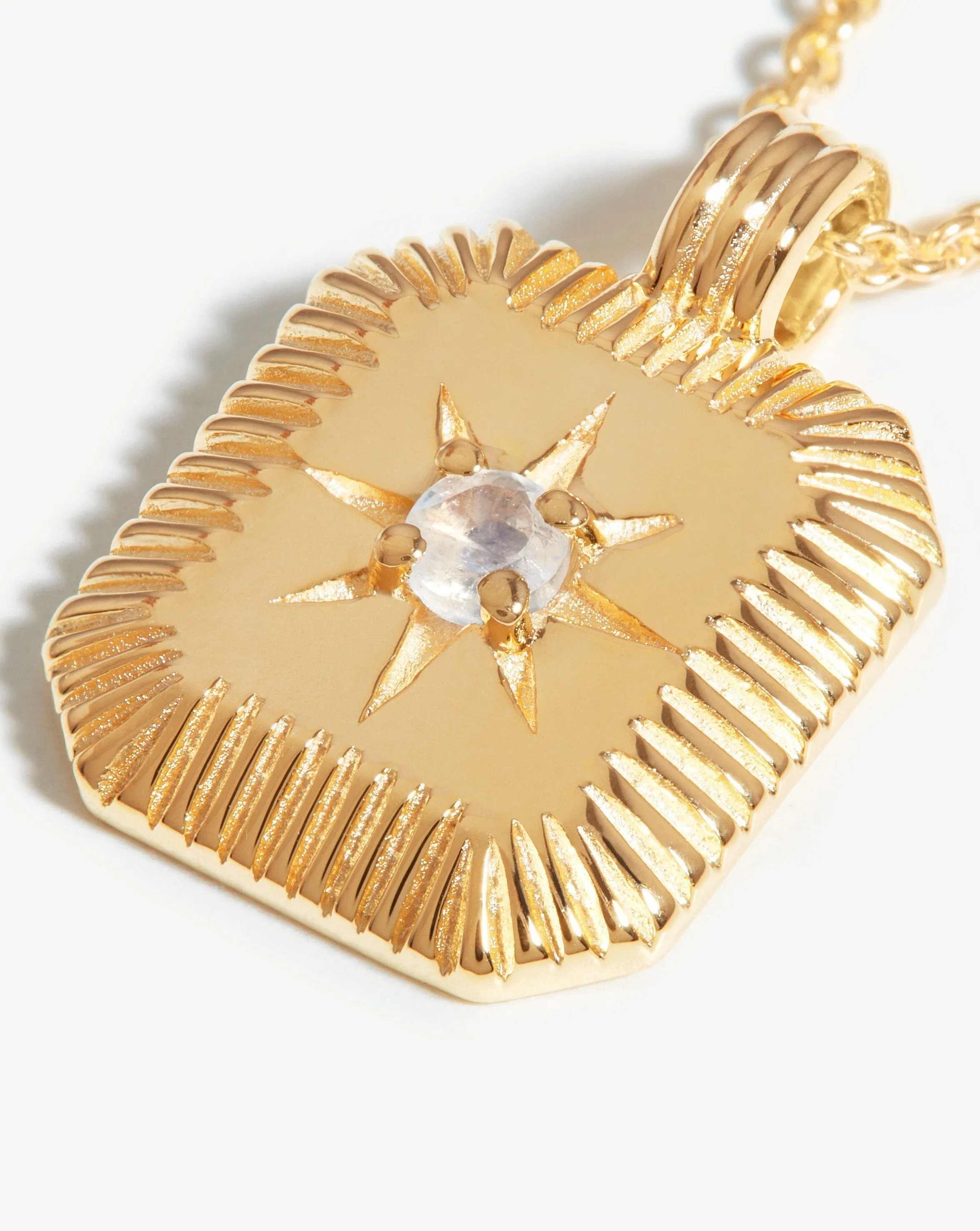 Star Ridge Birthstone Pendant Necklace | 18ct Gold Vermeil/Rainbow Moonstone