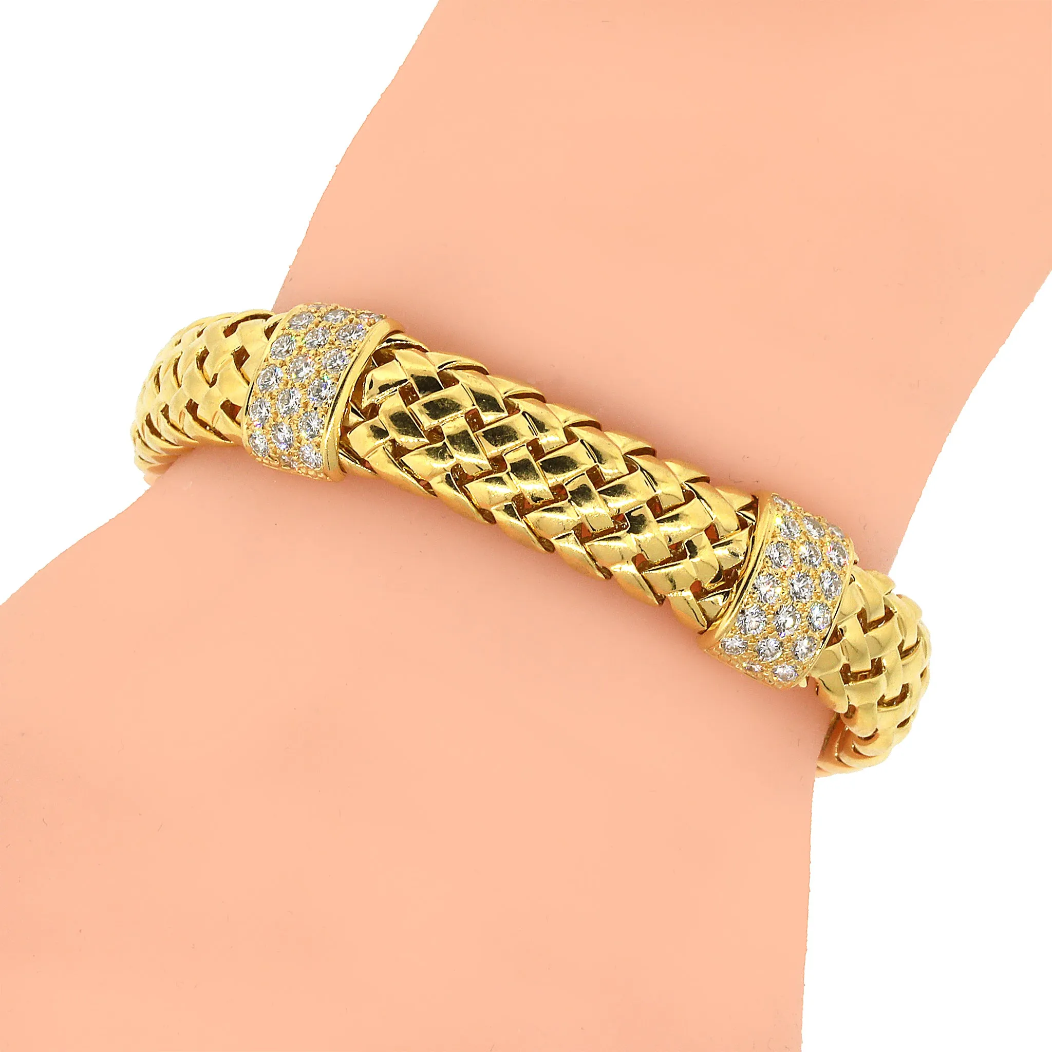 Tiffany & Co. Vannerie Woven Link Diamond Bracelet