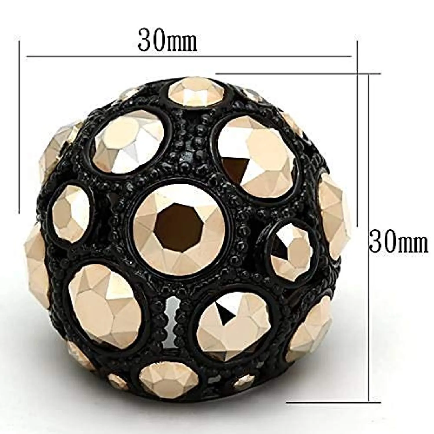 WildKlass Stainless Steel Halloween Ring IP Black Women Top Grade Crystal Metallic Light Gold